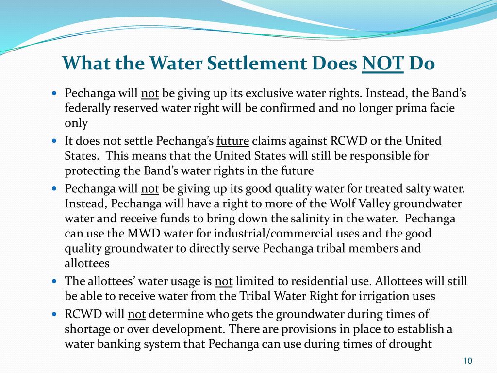 Congress Passed the Pechanga Water Settlement Act ppt download