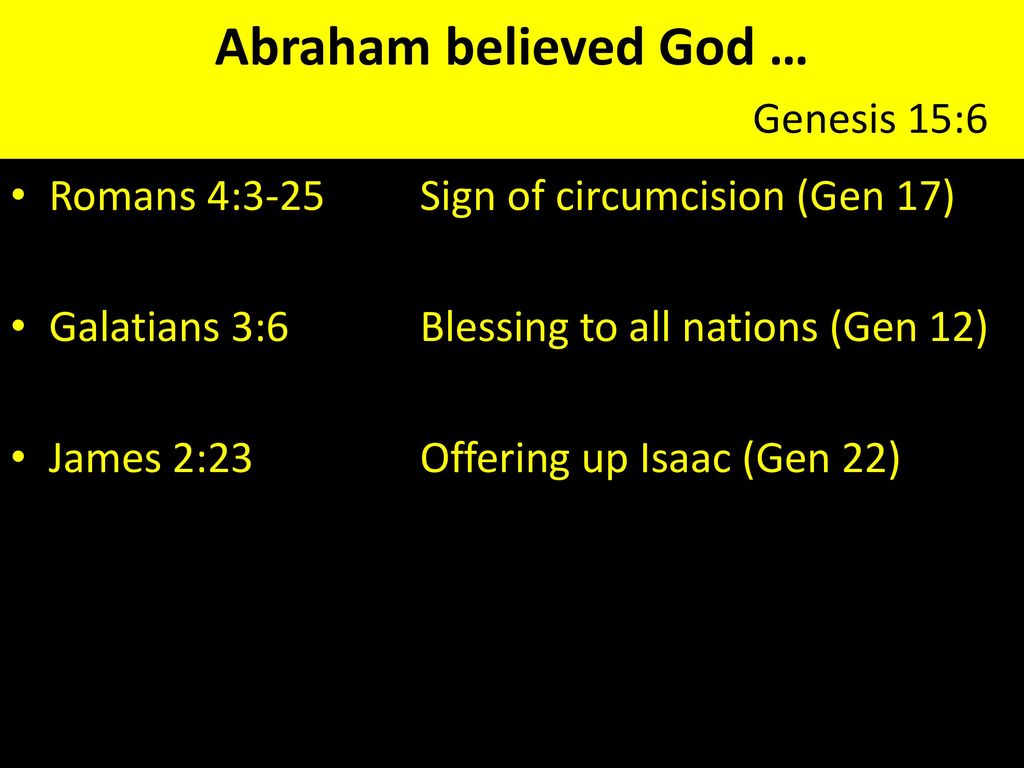 Abraham believed God … Genesis 15:6