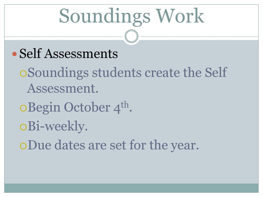 Soundings Work Self Assessments