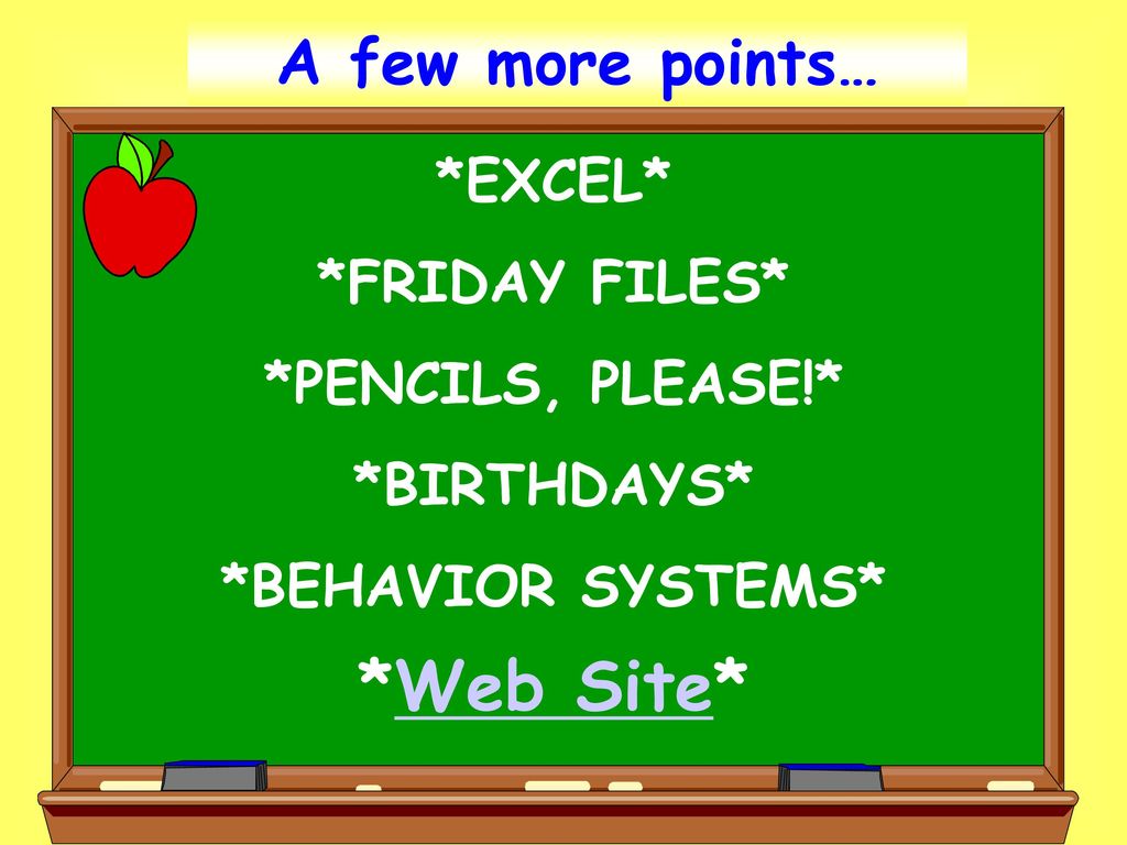 *Web Site* A few more points… *EXCEL* *FRIDAY FILES*