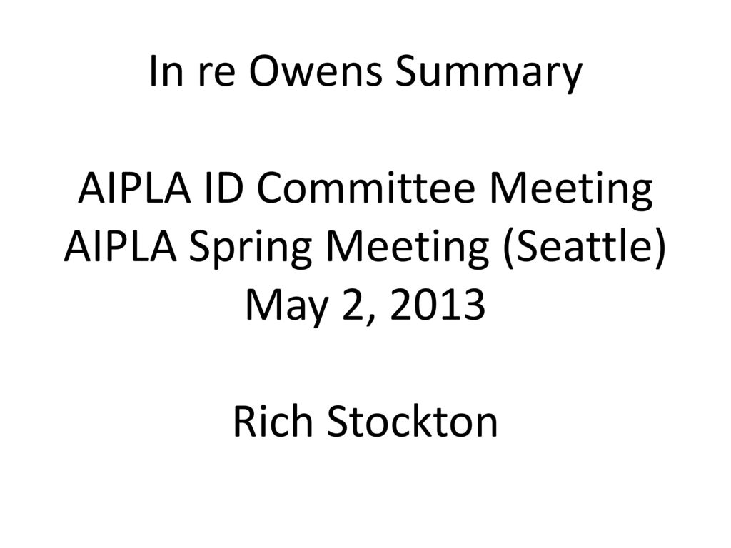 AIPLA ID Committee Meeting AIPLA Spring Meeting (Seattle) May 2, ppt