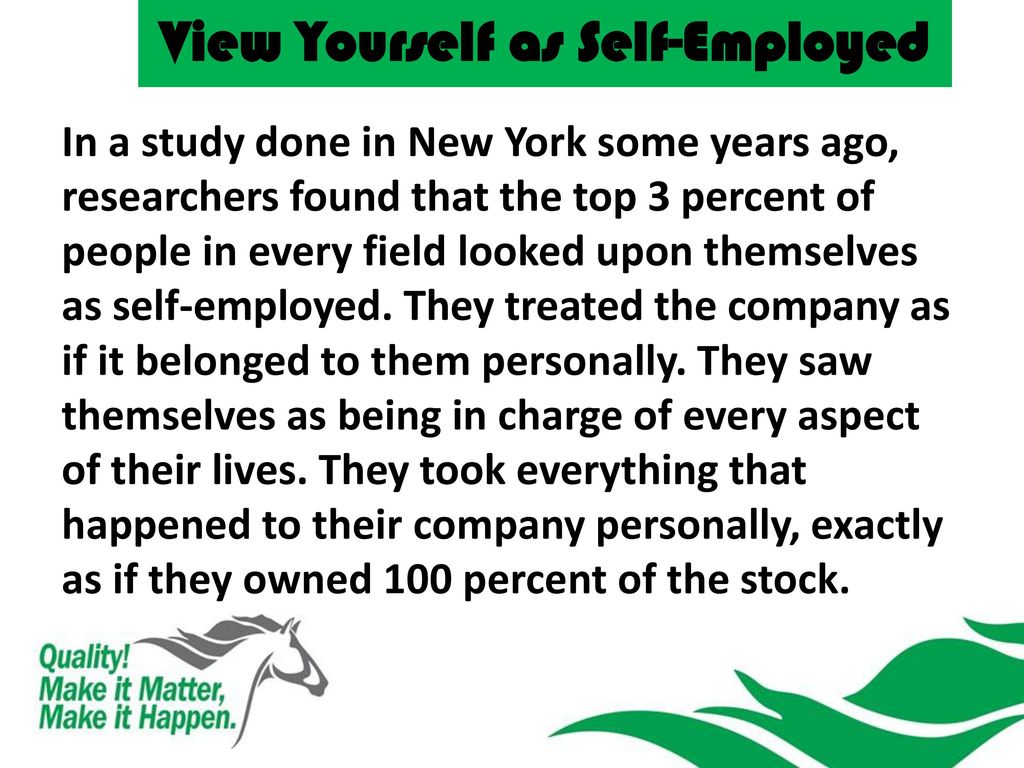 View Yourself as Self-Employed