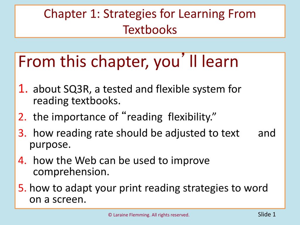 Chapter 1: Strategies for Learning From Textbooks
