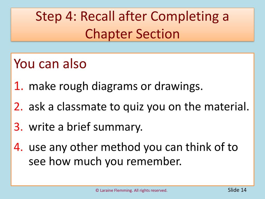 Step 4: Recall after Completing a Chapter Section