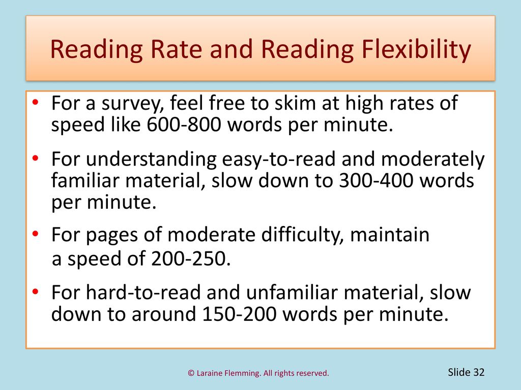 Reading Rate and Reading Flexibility