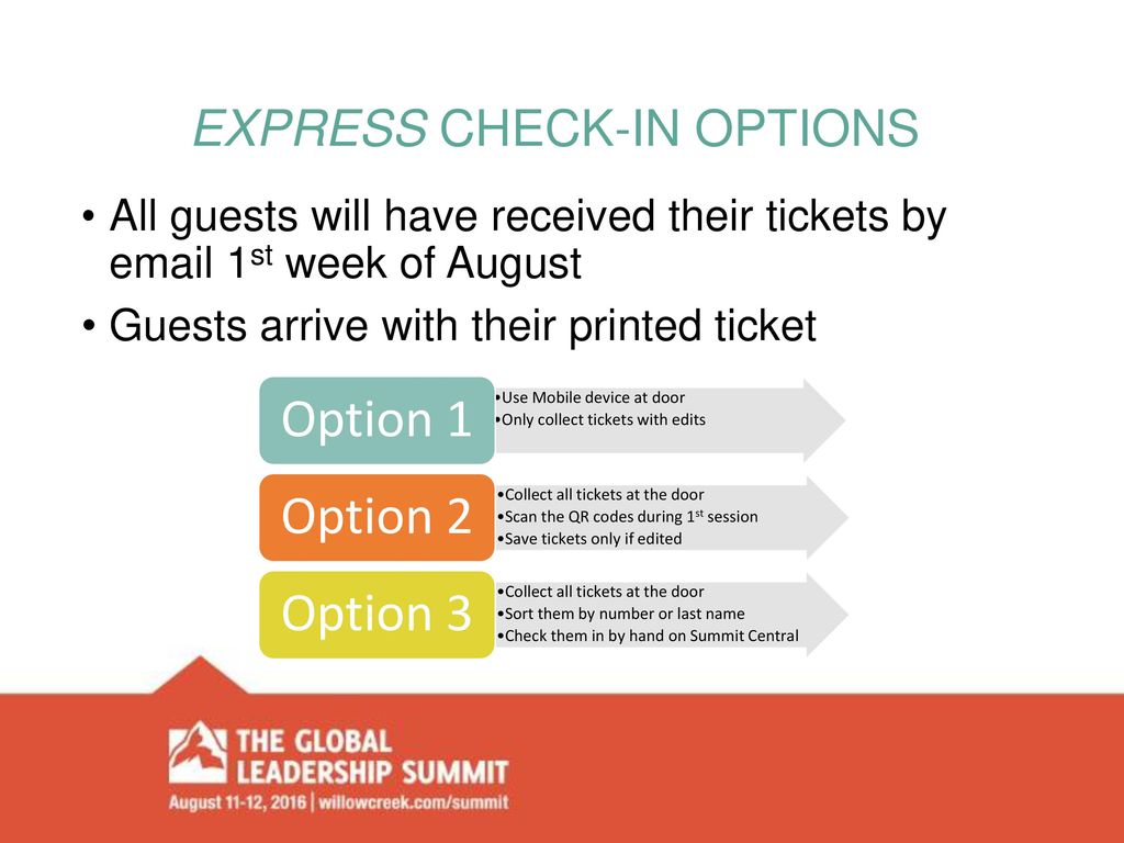 Express check-in options