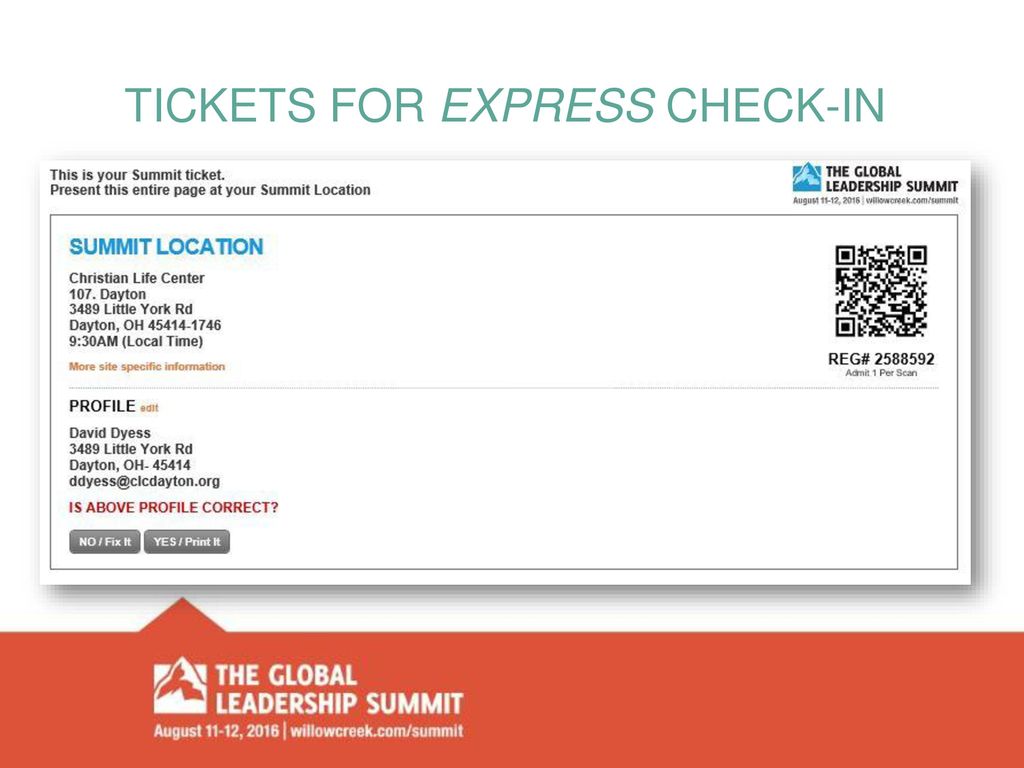 Tickets for express check-in
