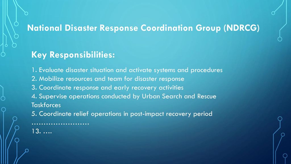 National Disaster Response Coordination Group (NDRCG)