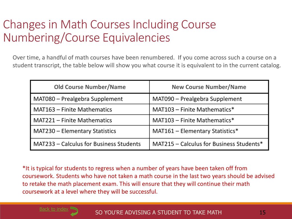So You’re Advising a Student to Take Math… ppt download So You’re Advising a Student to Take Math… ppt download