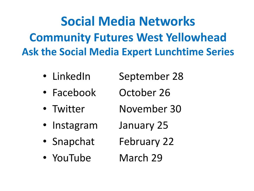 Social Media Networks Community Futures West Yellowhead Ask the Social Media Expert Lunchtime Series