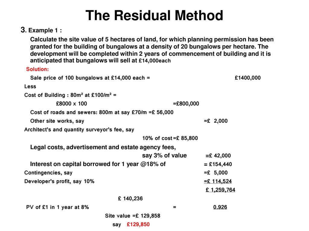 The Residual Method Introduction: - ppt download