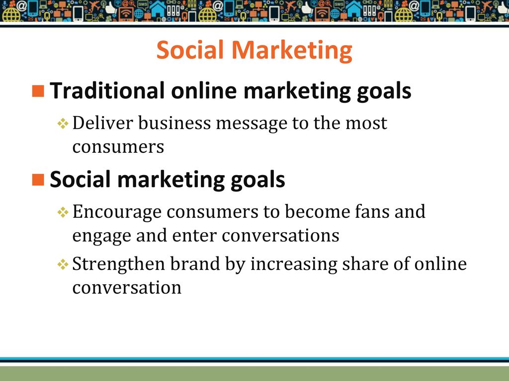 Social Marketing Traditional online marketing goals
