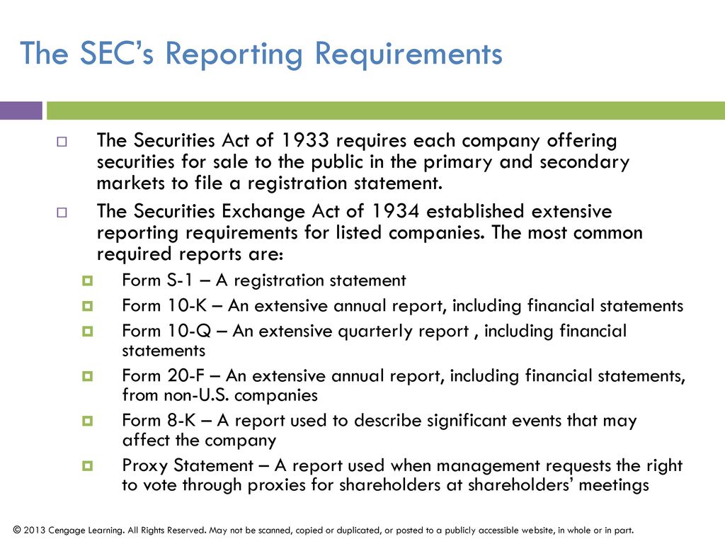 The SEC’s Reporting Requirements
