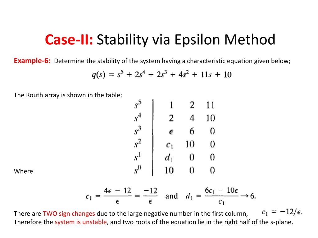 Routh-Herwitz Stability Criterion - ppt download