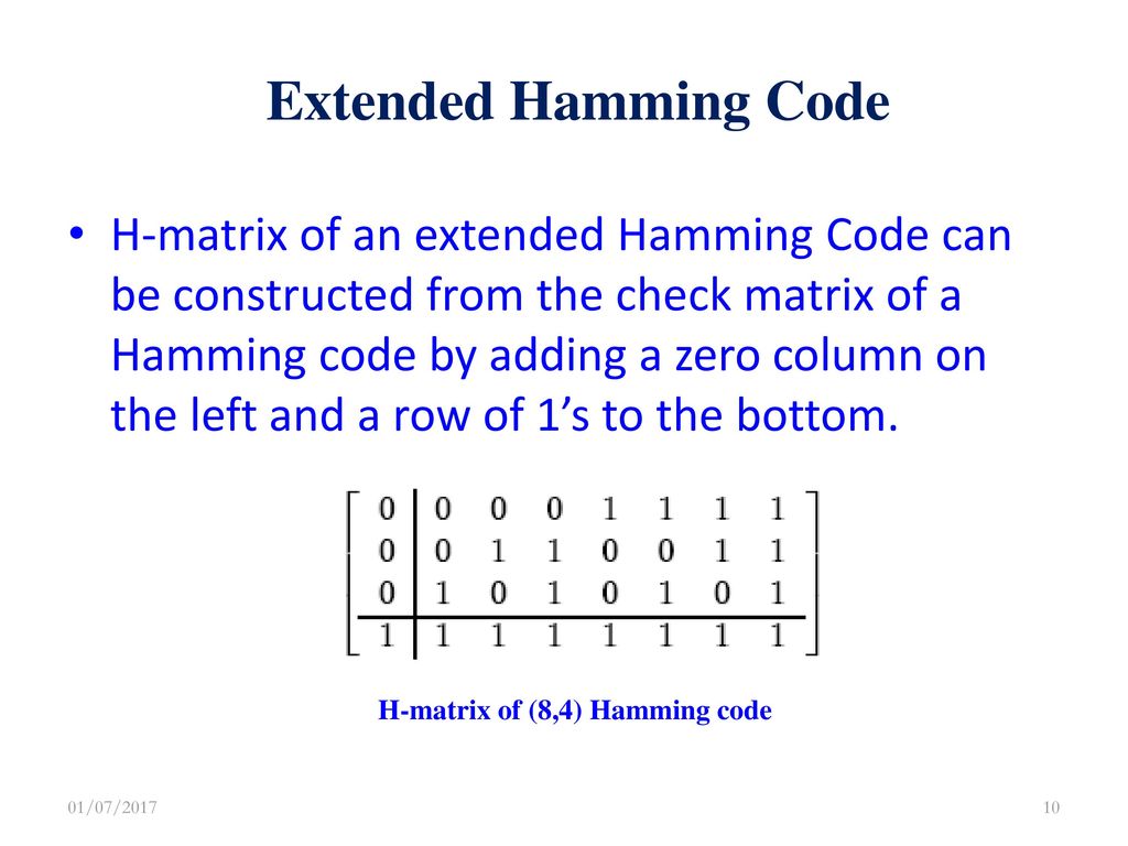 Hamming Code In 1950s: invented by Richard Hamming - ppt download