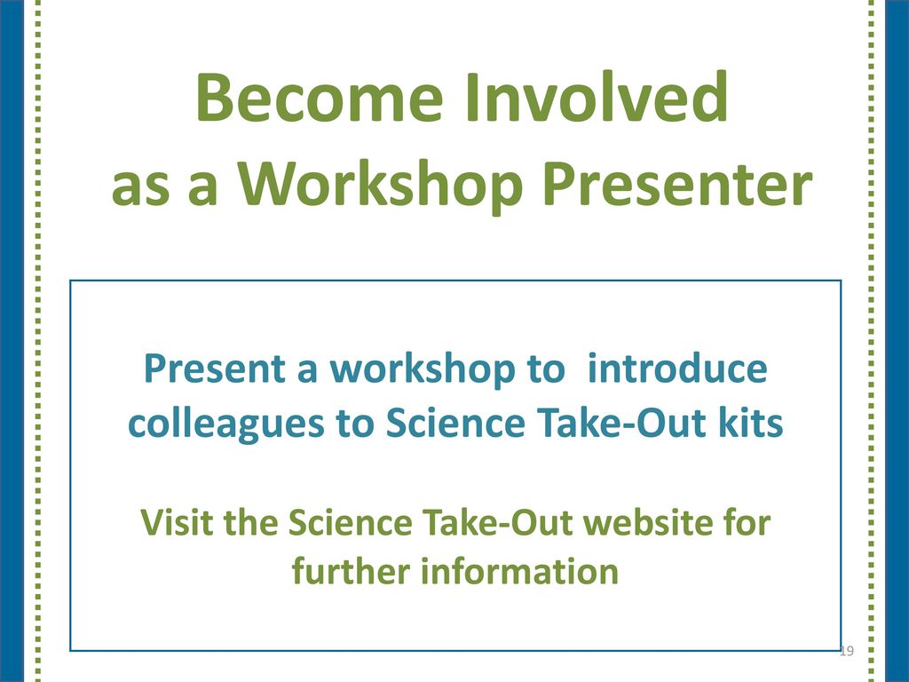 Become Involved as a Workshop Presenter