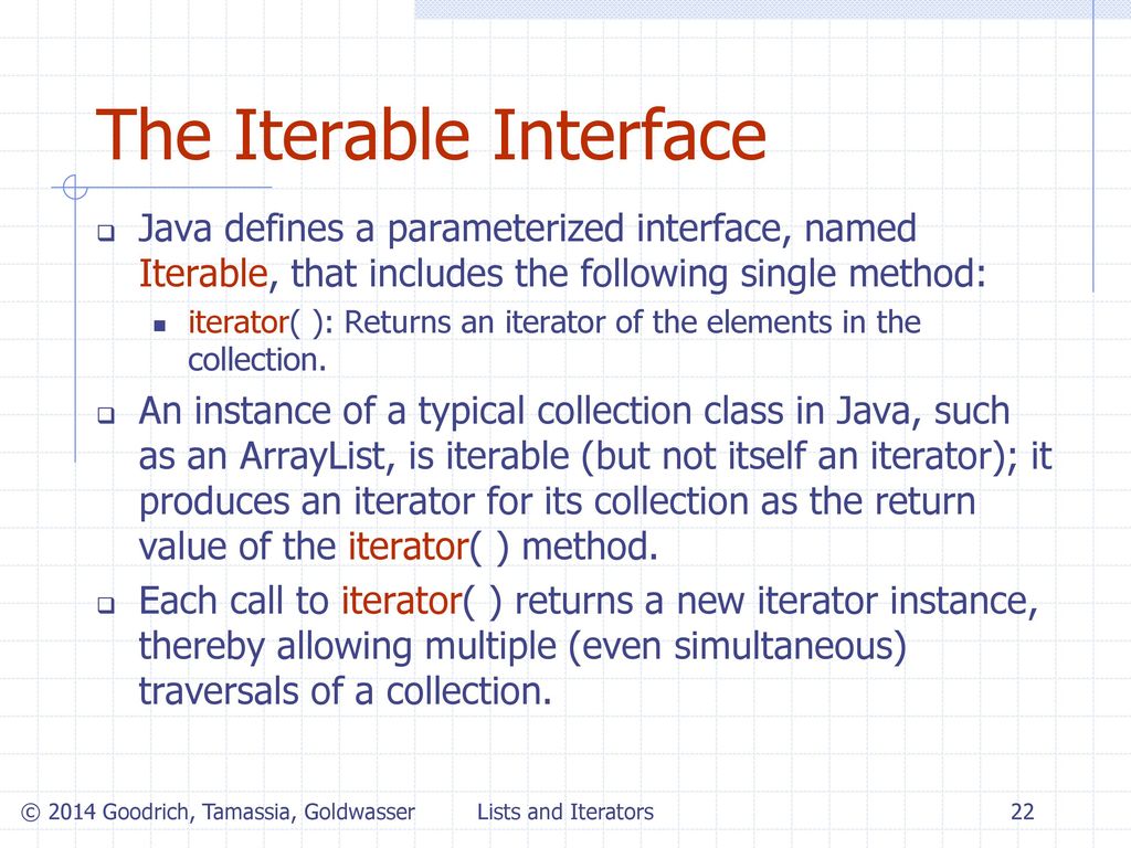 Lists and Iterators 5/3/2018 Presentation for use with the textbook ...