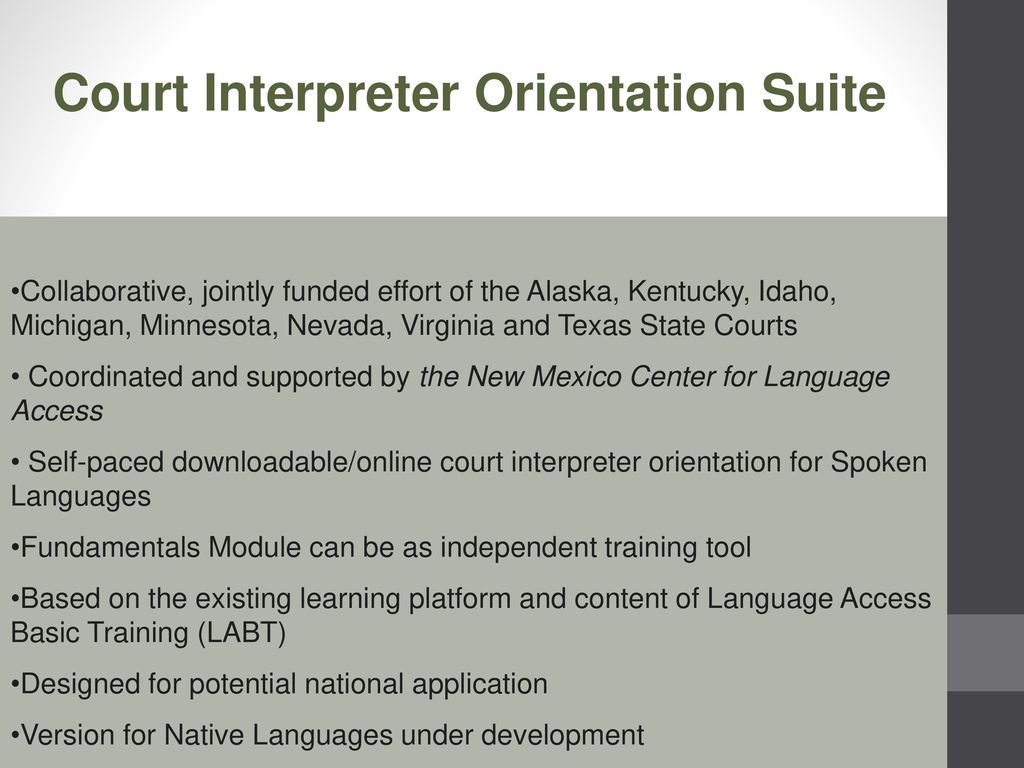 Language Access Basic Training & Court Interpreter Orientation Suites ...