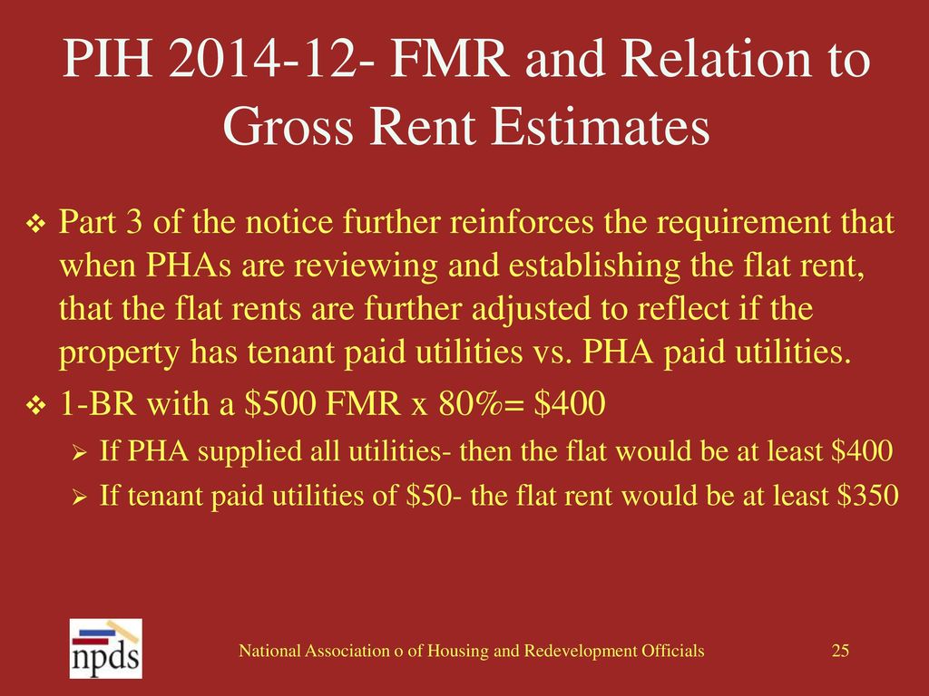 PIH FMR and Relation to Gross Rent Estimates