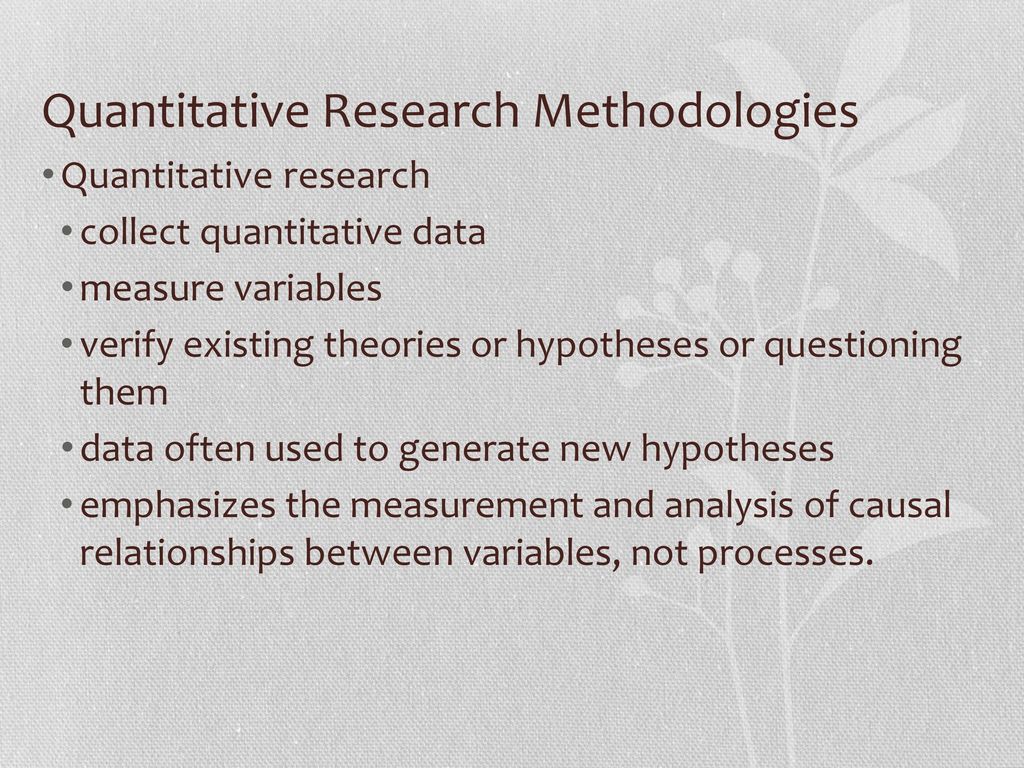 Quantitative Research Methodologies