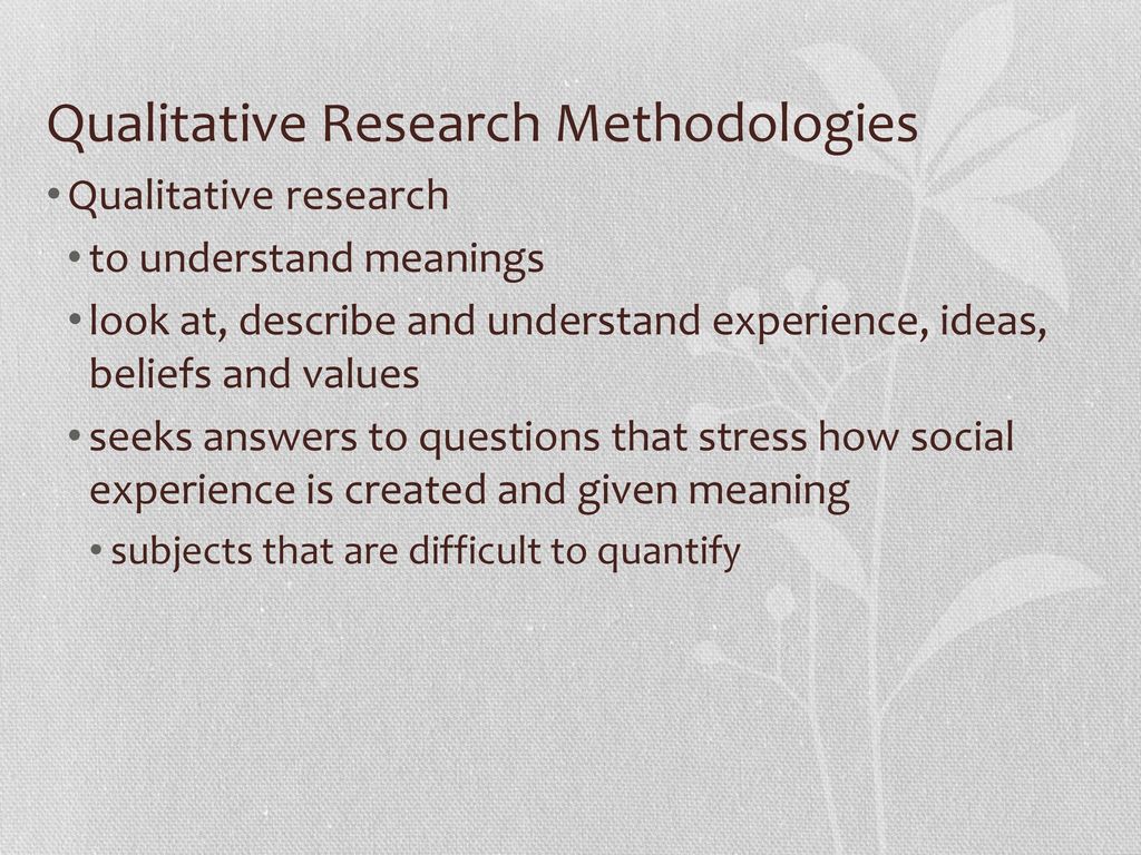 Qualitative Research Methodologies