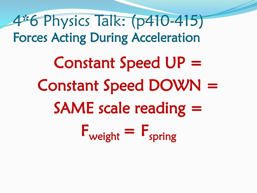 4*6 Physics Talk: (p ) Forces Acting During Acceleration