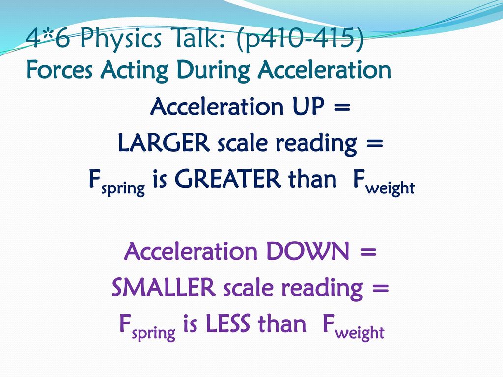 4*6 Physics Talk: (p ) Forces Acting During Acceleration