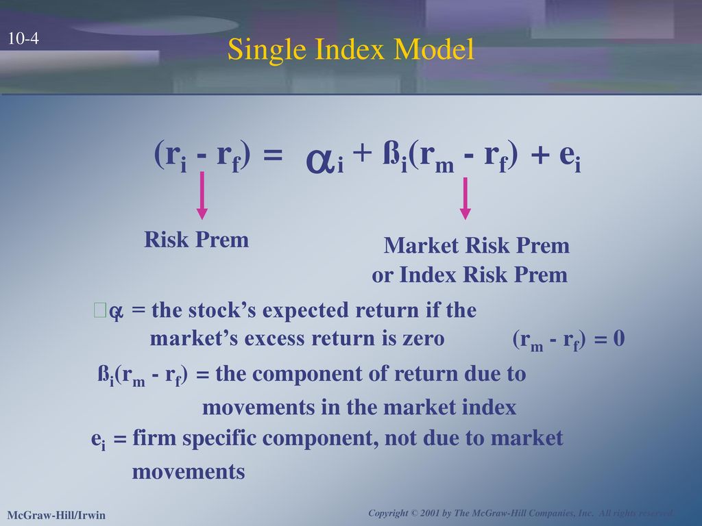 Single Index and Multifactor Models - ppt download
