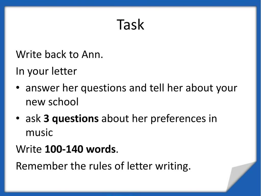 Write a letter task