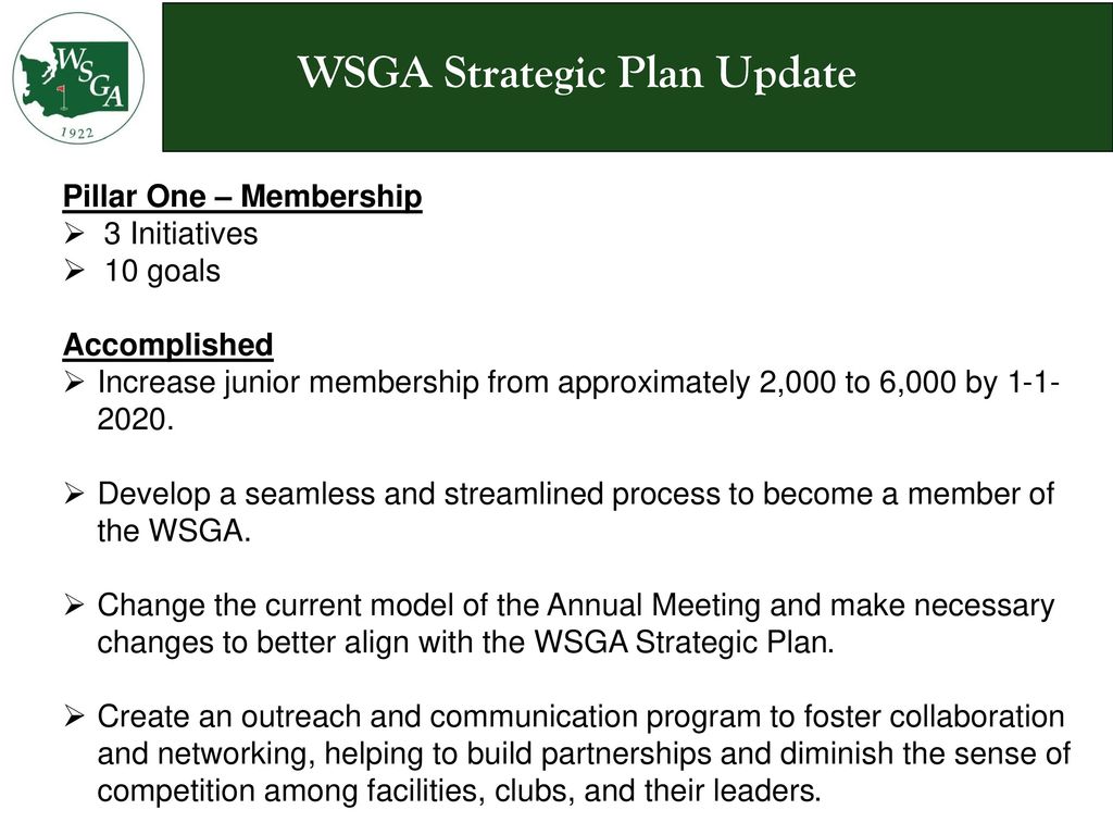 WSGA Strategic Plan Update