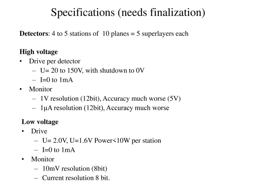 Specifications (needs finalization)