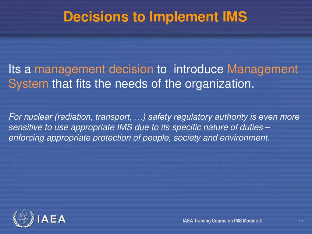 Decisions to Implement IMS