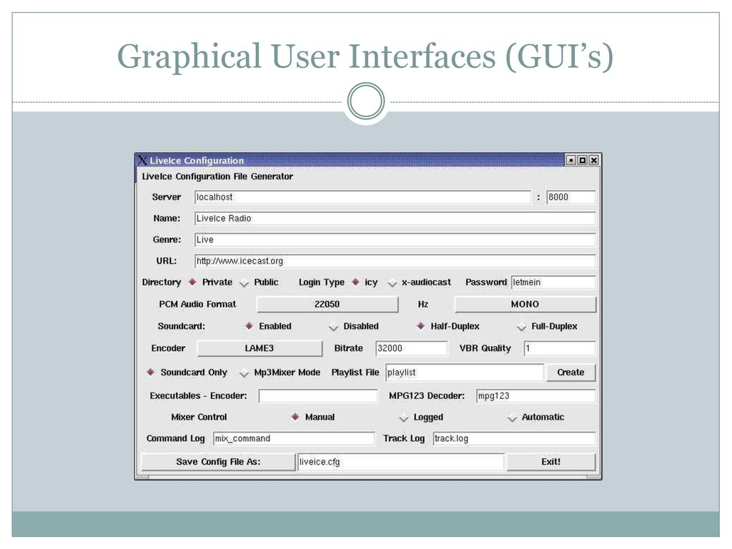Graphical User Interfaces (GUI’s)