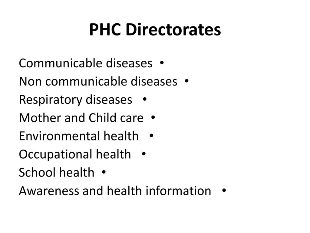 PHC Directorates Communicable diseases Non communicable diseases
