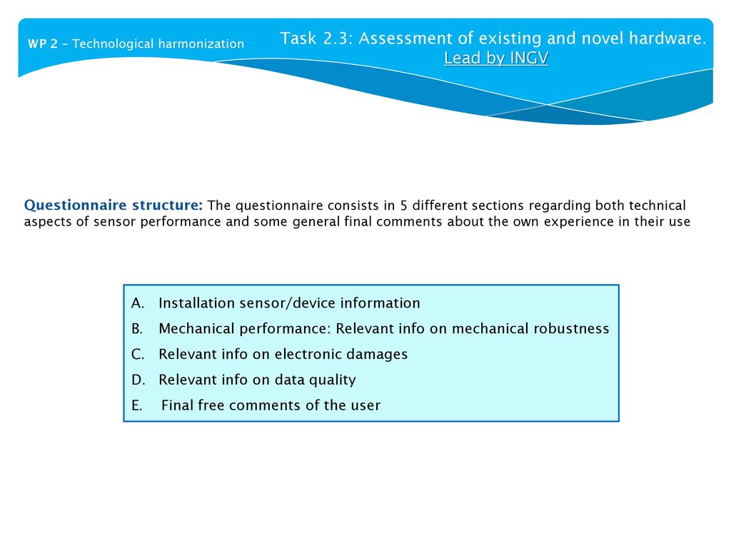 Task 2.3: Assessment of existing and novel hardware.