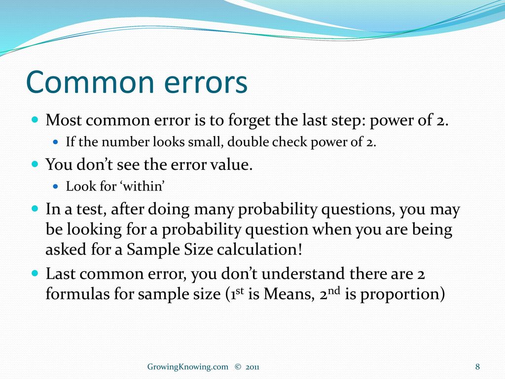 Sample Size Manual GrowingKnowing.com © 2011 GrowingKnowing.com © ppt ...