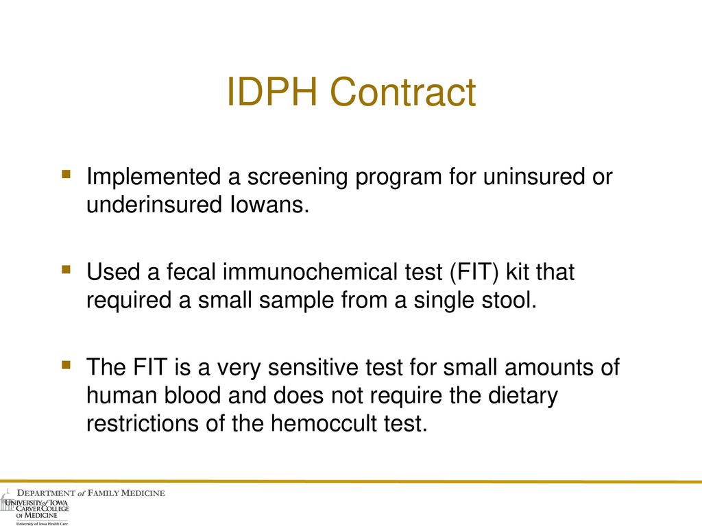 IDPH Contract Implemented a screening program for uninsured or underinsured Iowans.