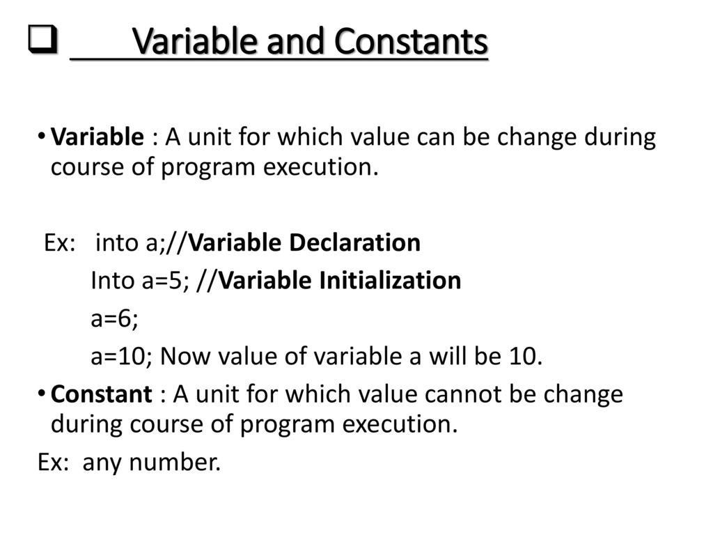 Variable and Constants