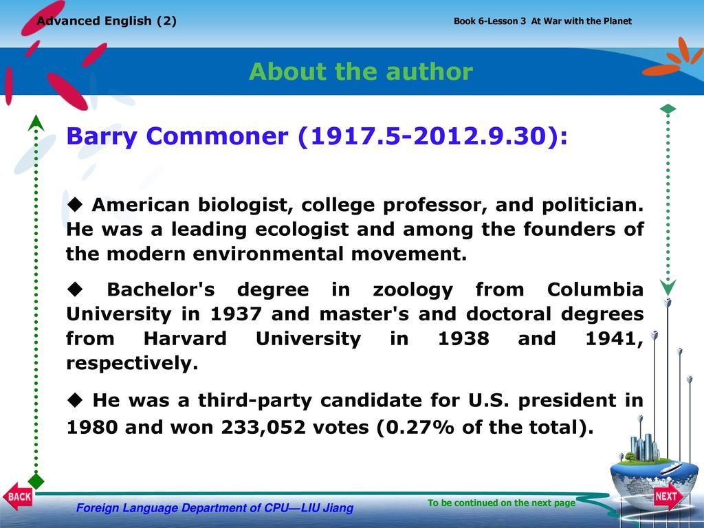 At War with the Planet Barry Commoner. - ppt download