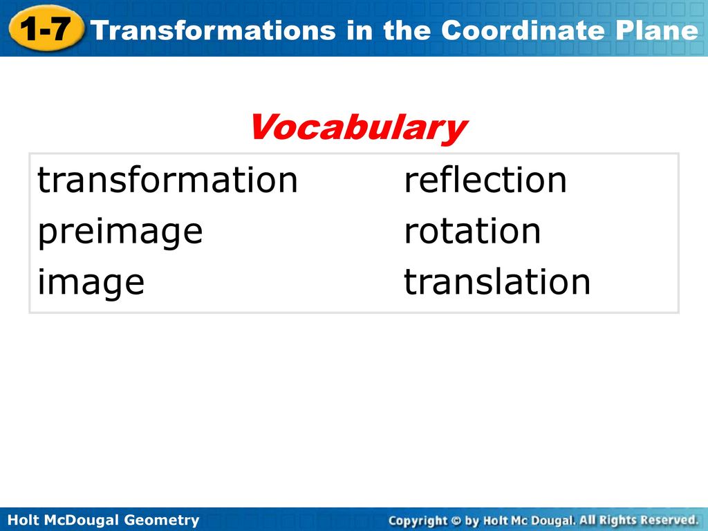 Objectives identify reflections rotations and translations ppt