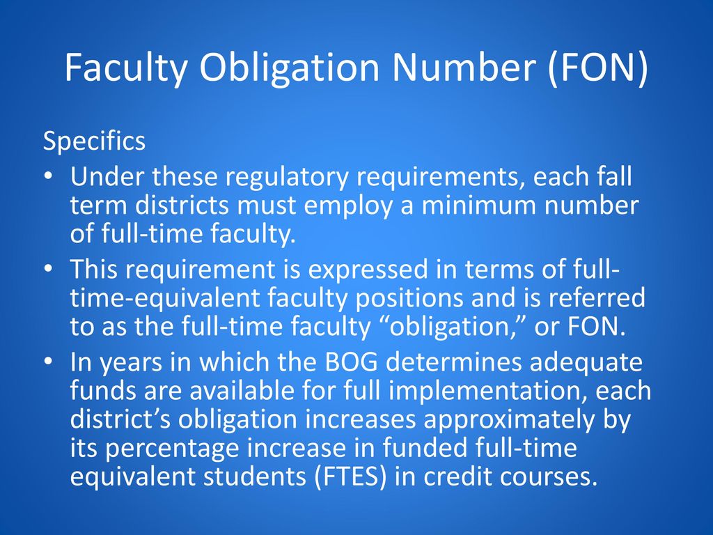 Faculty Obligation Number (FON)