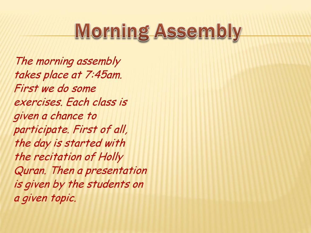 school morning assembly presentation