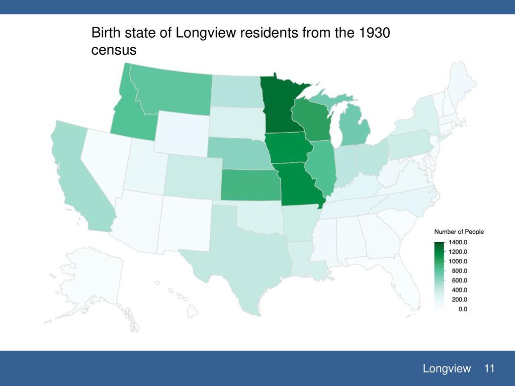 Birth state of Longview residents from the 1930 census