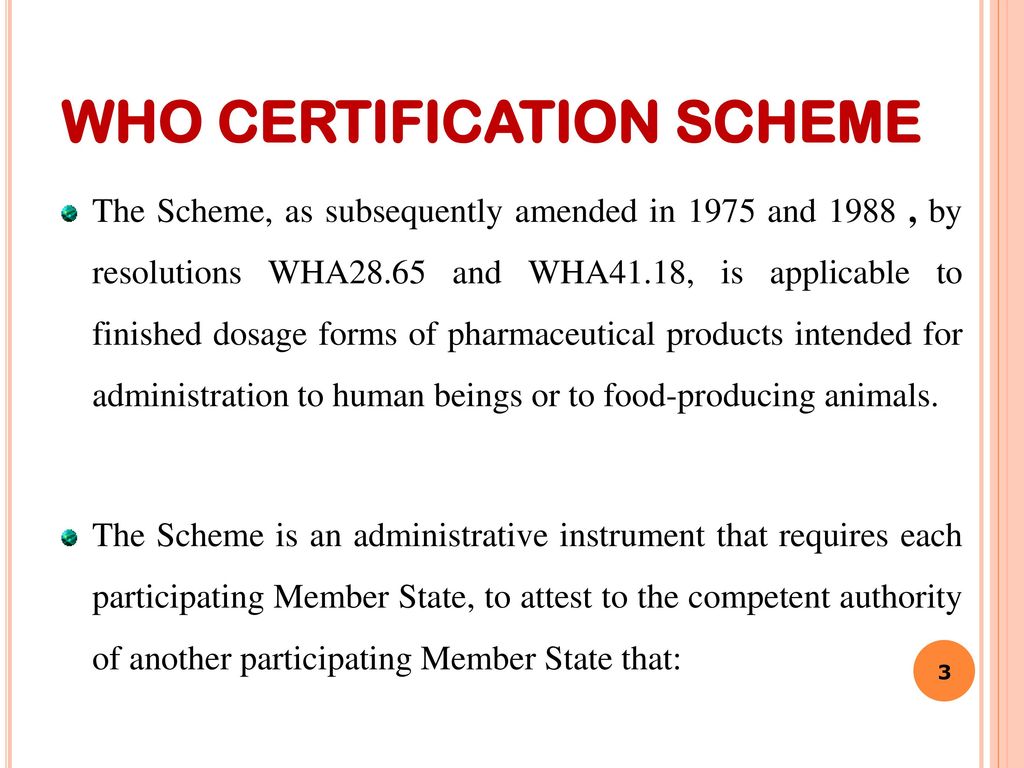 Who Certification Scheme On The Quality Of Pharmaceutical Products