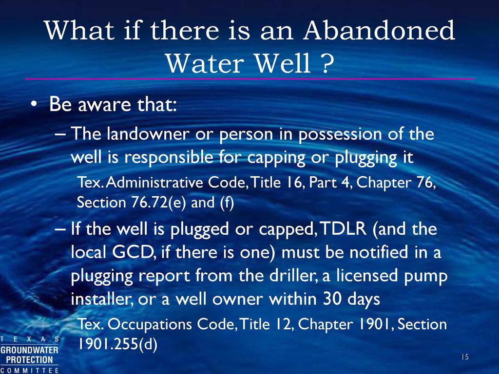 What if there is an Abandoned Water Well