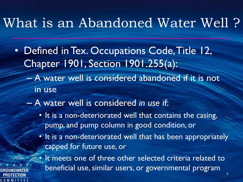 What is an Abandoned Water Well