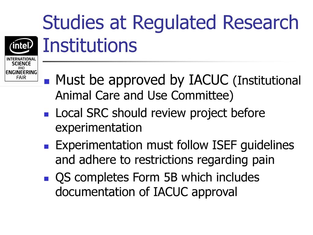 Studies at Regulated Research Institutions