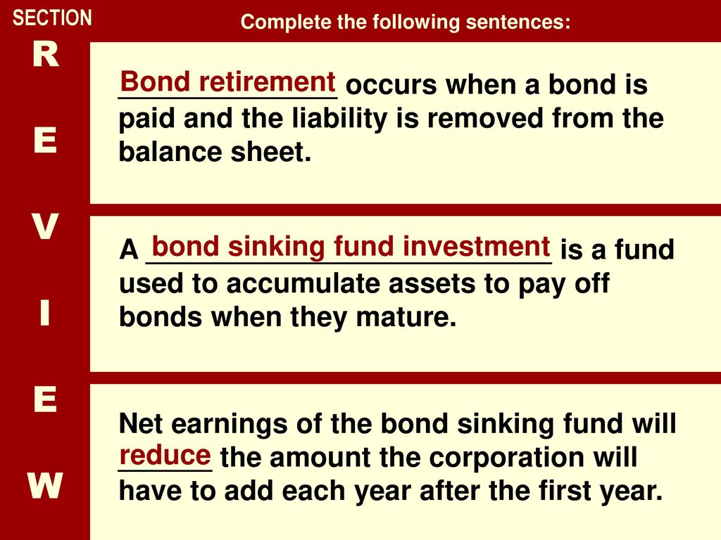 Section 3 Bond Retirement Ppt Download