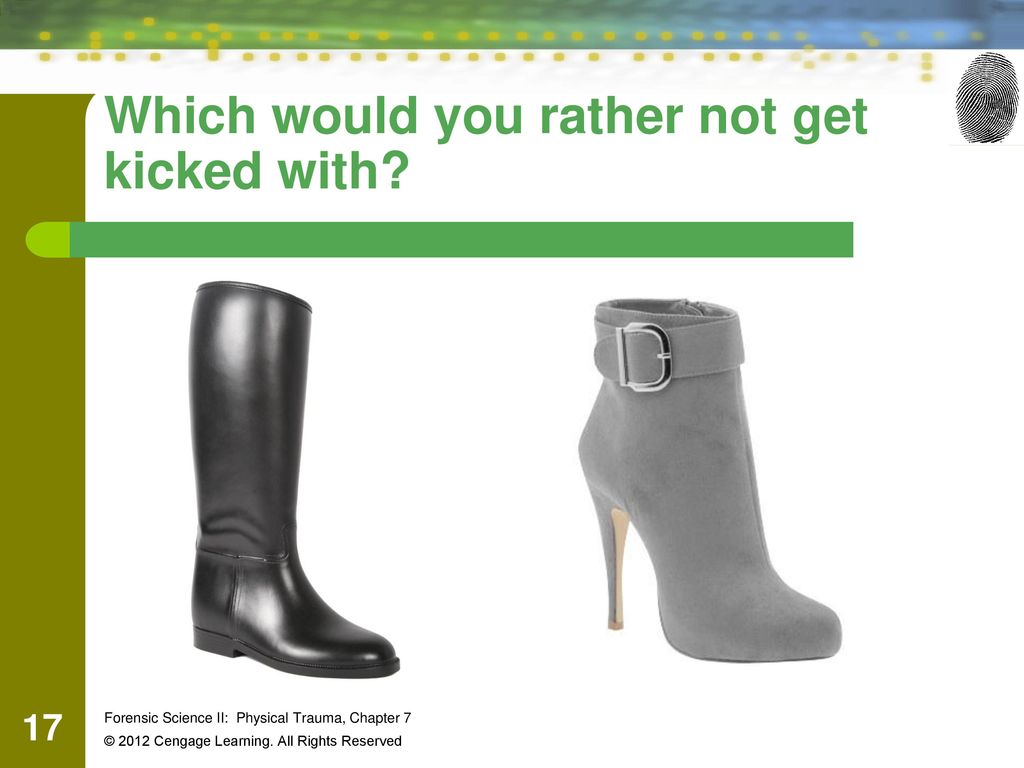 Which would you rather not get kicked with