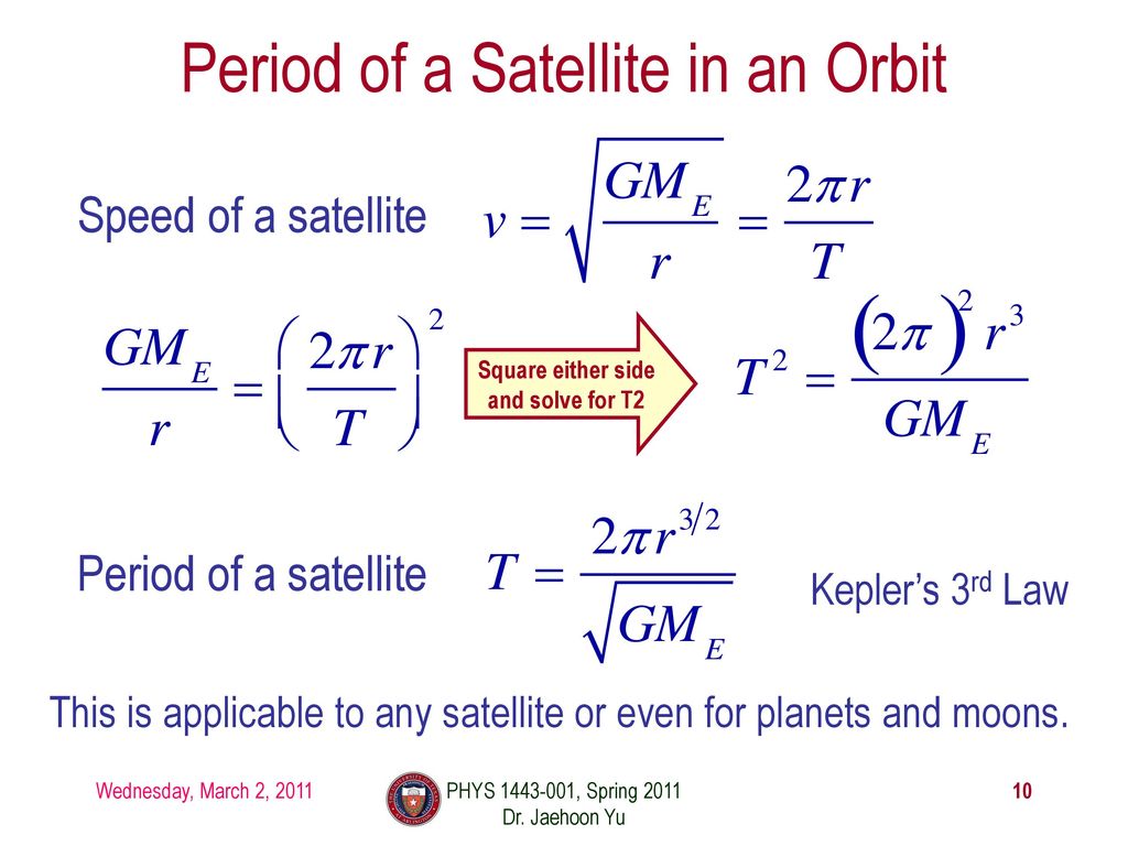 Period of a Satellite in an Orbit